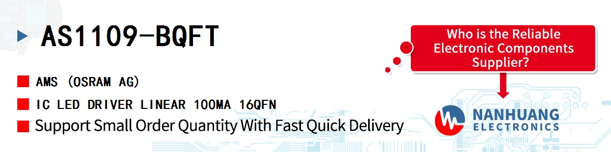 AS1109-BQFT AMS IC LED DRIVER LINEAR 100MA 16QFN