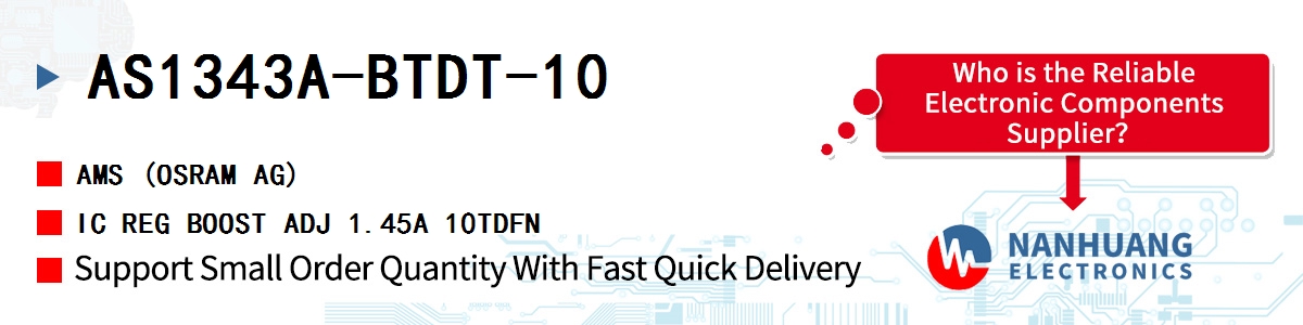 AS1343A-BTDT-10 AMS IC REG BOOST ADJ 1.45A 10TDFN