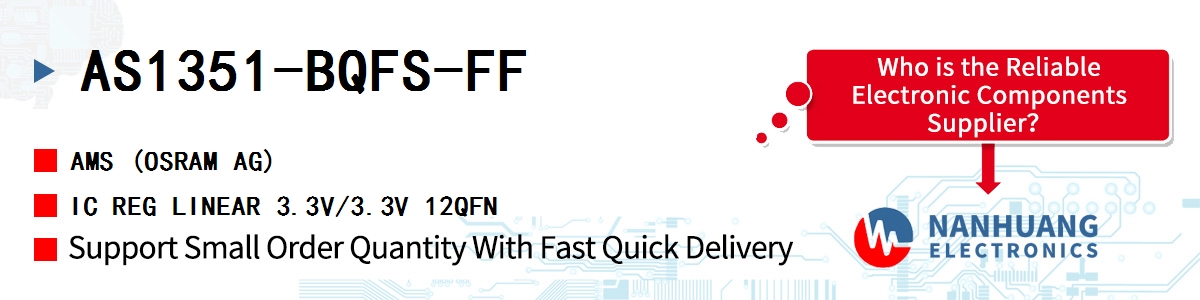 AS1351-BQFS-FF AMS IC REG LINEAR 3.3V/3.3V 12QFN