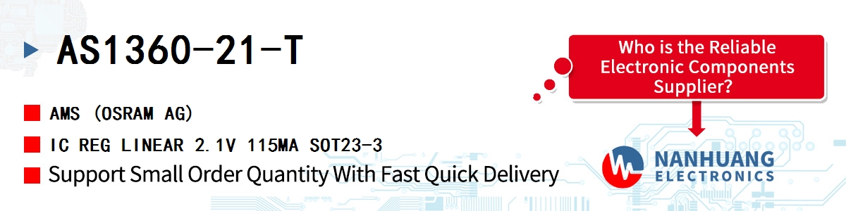 AS1360-21-T AMS IC REG LINEAR 2.1V 115MA SOT23-3