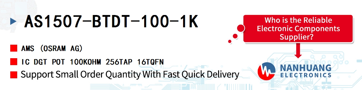 AS1507-BTDT-100-1K AMS IC DGT POT 100KOHM 256TAP 16TQFN