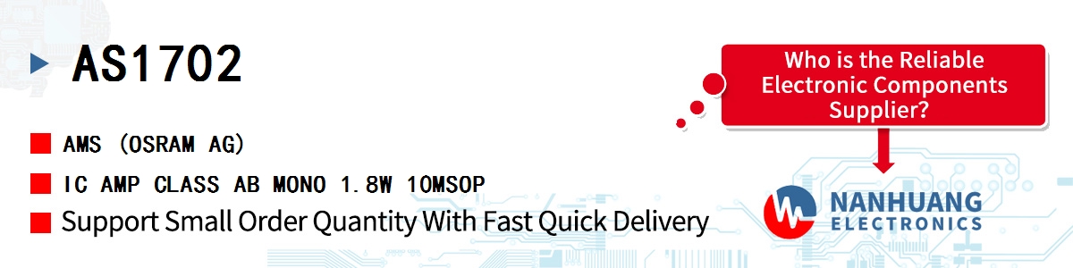 AS1702 AMS IC AMP CLASS AB MONO 1.8W 10MSOP