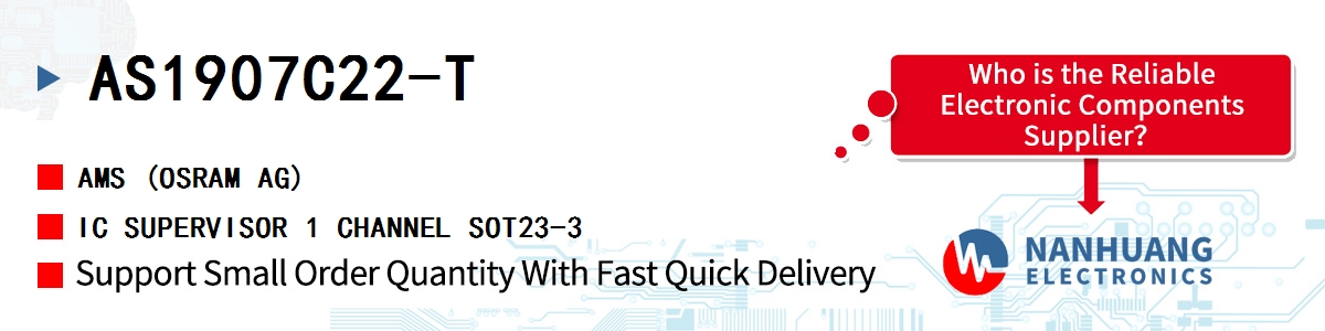 AS1907C22-T AMS IC SUPERVISOR 1 CHANNEL SOT23-3