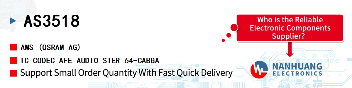 AS3518 AMS IC CODEC AFE AUDIO STER 64-CABGA