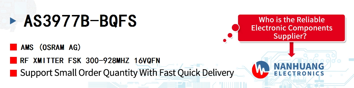 AS3977B-BQFS AMS RF XMITTER FSK 300-928MHZ 16VQFN