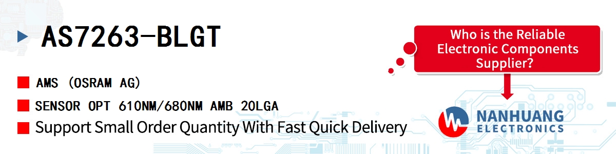 AS7263-BLGT AMS SENSOR OPT 610NM/680NM AMB 20LGA