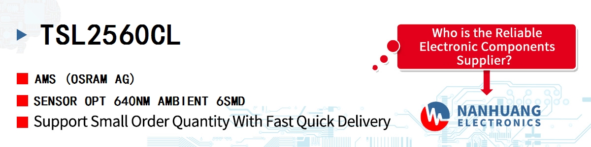 TSL2560CL AMS SENSOR OPT 640NM AMBIENT 6SMD