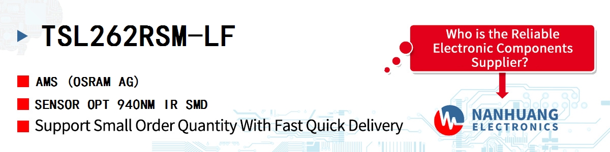 TSL262RSM-LF AMS SENSOR OPT 940NM IR SMD
